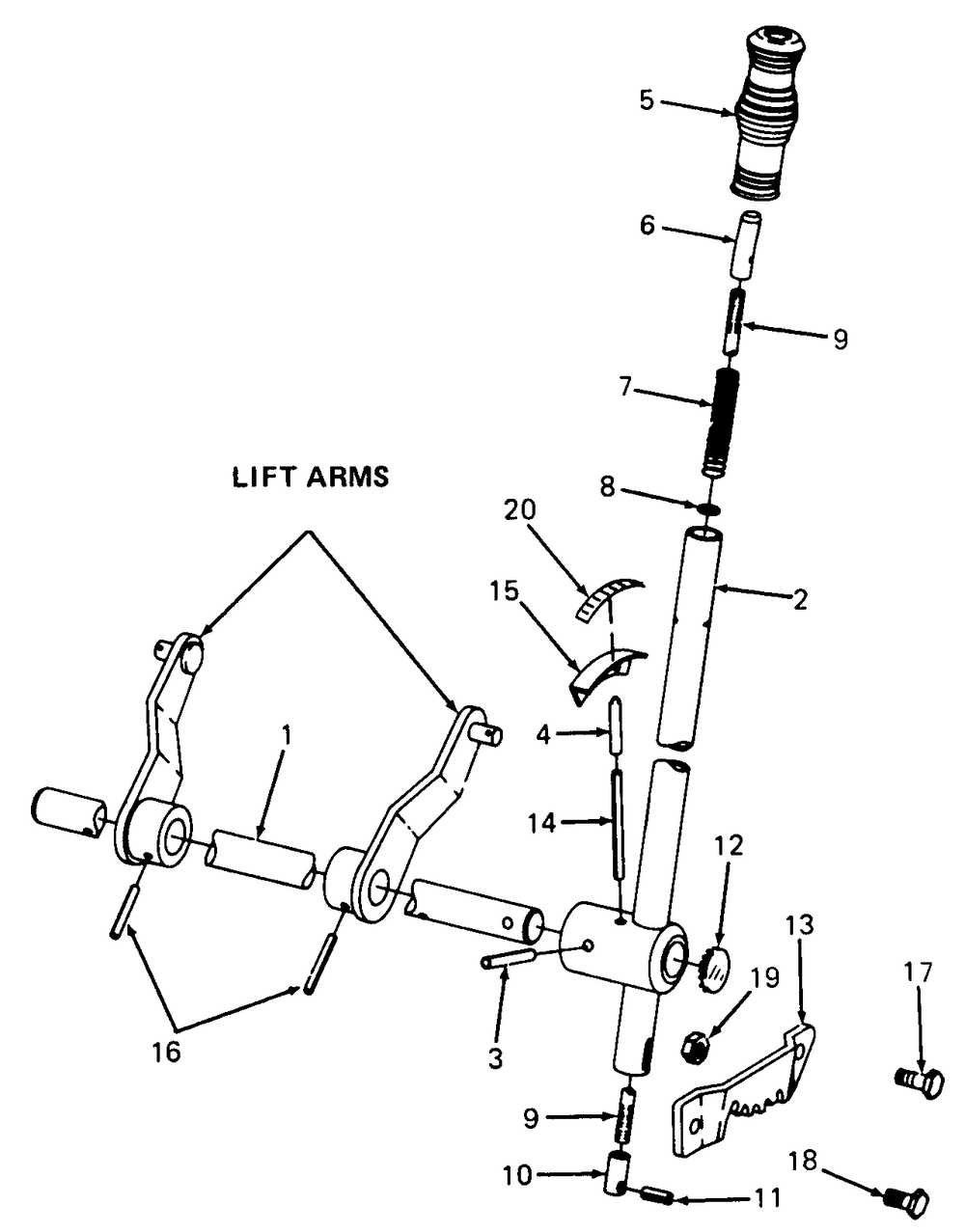 Implement Lift Handle Diagram and Parts List for 1610 0350042U-135393100-135393399-136393100 Cub Cadet Lawn Tractor